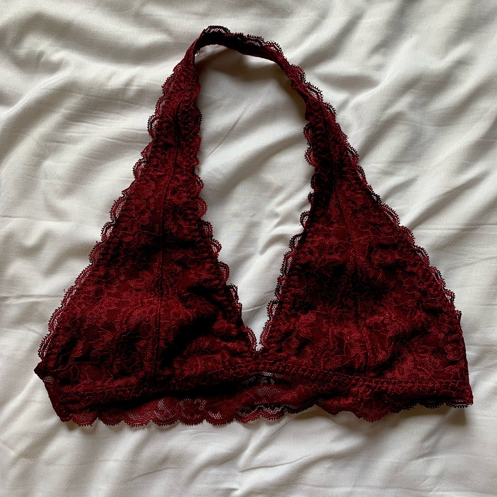 Maroon halter style bralette